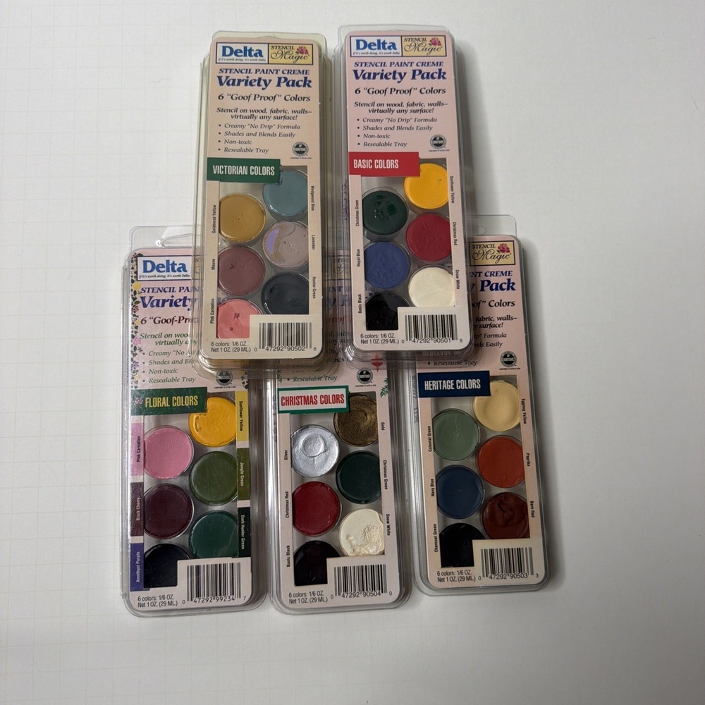 (5)VTG Stencil Magic by Delta Oil Stencil Paint Variety Packs "Goof-Proof"